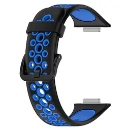 Силіконовий ремінець Primolux Perfor Classic для смарт-годинника Huawei Watch Fit 2- Black Blue - мініатюра 4