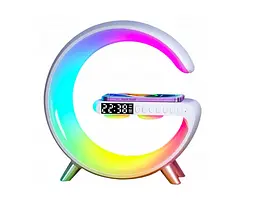 Портативна колонка Smart X BT/TF/Wireless Charger/USB/FM/AUX/Clock UR126 c RGB-підсвічуванням 15 Вт, біла - мініатюра 2