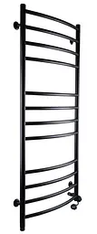 Електрична рушникосушка Unio LDE ER 1200-500-12 BLK Драбинка Дуга Еліт чорна, Чорний матовий, Праве, Механічний - мініатюра 2