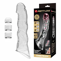 Насадка на пеніс Pretty Love Extension Penis Sleeve Blocks, 28 см (прозорий)