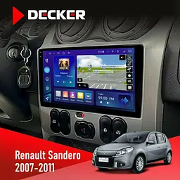 Штатна магнітола Renault Sandero 2007-2011 Decker D9-009 4x64, DSP, 4G, 2k Decker (НФ-00008376)