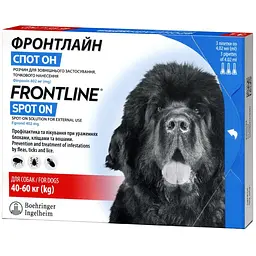 Краплі Boehringer Ingelheim Frontline Spot On від бліх та кліщів для собак 40-60 кг 12.06 мл (3 шт. х 4.02 мл) (159925) - мініатюра 2