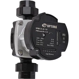 Насос циркуляційний енергоощадний Optima PRIME UPMH 25-40AUTO 130мм + гайки - мініатюра 2