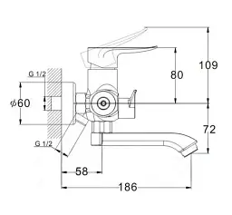 Змішувач для ванни одноважільний Udis FOB3-A134 з душовим набором Хром 30412 - мініатюра 4