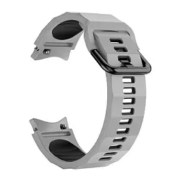 Ремінець для Samsung Galaxy Watch 6 40mm 6 44mm - сіро-чорний ширина кріплення 20мм силікон Watchbands Ribbed (W11-1WB38443869) - мініатюра 2