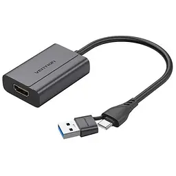 Перехідник USB-C + USB-A to HDMI M 0.15m gray Vention (ACYHB)