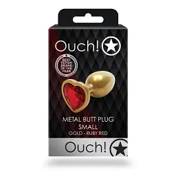 Анальна пробка Ouch! Heart Gem Butt Plug S, 6.2 см (золотистий) - мініатюра 8