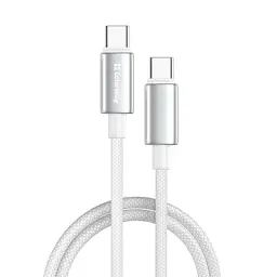 Дата кабель USB-C to USB-C 1.0m 5A 100W zinc alloy braided white ColorWay (CW-CBPDCC098-WT)