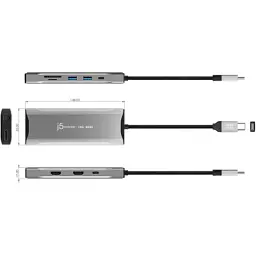 Концентратор J5create USB-C 9-in-1 2xUSB 3.2 + 2xUSB-C PD + 2xHDMI 4K + DisplayPort + SD/TF + RJ45 1000Mbps gray (JCD397-N) - мініатюра 5
