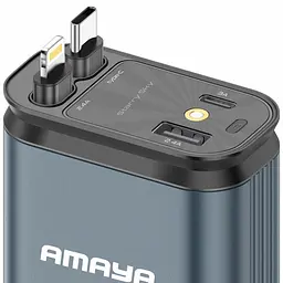 АЗП ACC-CL11 PD57.5W+QC3.0 (1USB-A/1C) з retractable cable Type-C + Lightning Gray Amaya teh0029948 - мініатюра 2