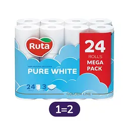 Туалетний папір Ruta Pure White тришаровий 48 рулонів (24 рулони x 2 шт.)