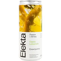 Напій безалкогольний Еlektа Classic lemonade середньогазований з електролітами зі смаком лимона та м’яти 330 мл