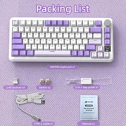 Клавиатура Attack Shark X85 Pro RGB Linear Blueberry Switches Wireless (AS-6972792471105-L) Lavender (G-000004028) - миниатюра 8