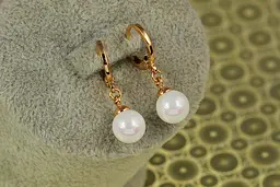 Сережки підвіски Xuping Jewelry кульки з перлами 8 мм 2,7 см золотисті - мініатюра 3