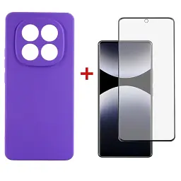 Чохол до мобільного телефона Dengos Kit Xiaomi Redmi Note 14 Pro case Carbon + glass (Purple) (DG-KM-130)
