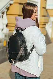 Жіночий шкіряний рюкзак міський чорний 73590 Tiding Bag - мініатюра 2