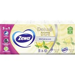 Набір носовичків Zewa Deluxe Spirit of Tea тришарові 10 уп. по 10 шт. - мініатюра 2