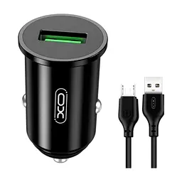 Зарядний пристрій XO USB QC3.0 18W + cable USB to Micro 5P black (TZ12-M-BK)