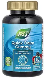 Заспокійлива з ашвагандою NatureWay Quick Calm Gummy зі смаком ягід 60 жувальних цукерок
