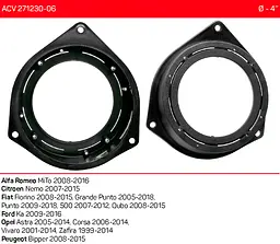 Проставки під динаміки 100-120 мм / 4"-5.25" ACV 271230-06 для автомобілів Alfa Romeo, Citroen, Fiat, Ford, Opel, Peugeot - мініатюра 5