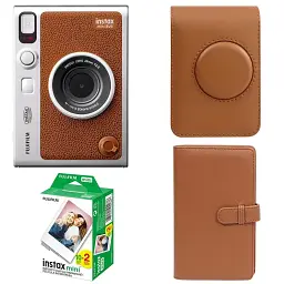 Подарочный набор камера Fujifilm Instax Mini EVO, Фотобумага 20 шт, Чехол, Фотоальбом 108 фото Коричневый