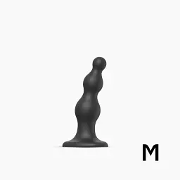 Насадка для страпону Strap-On-Me Dildo Plug Beads Black M - мініатюра 2