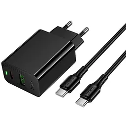 МЗП Hoco CS94A Leader PD20W+QC3.0 (1USB-A/1C) + кабель Type-C to Type-C Black - мініатюра 3