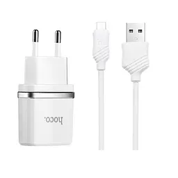 Адаптер мережевий Hoco Micro cable C12 2USB, 2.4 А