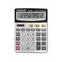 Калькулятор настільний JOINUS JS-702, 12-розрядний, великий дисплей, подвійне живлення (сонячна батарея + батарейка)