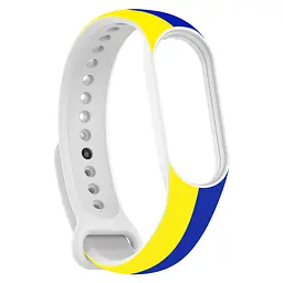 Силіконовий ремінець для фітнес браслетів Xiaomi Mi Band 5/6/7, Silicone, blue-yellow, зі зручною застібкою, на фітнес трекер та смарт годинник, ArmorStandart (ARM61907)