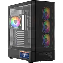 Корпус Modecom VOLCANO AQ400 ARGB MIDI SIDE LCD 6,2”, 4x120mm fans BLACK без БЖ ATX - мініатюра 3