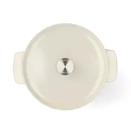 Каструля чавунна з кришкою KitchenAid 26 см 5,2 л колір мигдальний крем (CC006059-001) - мініатюра 2