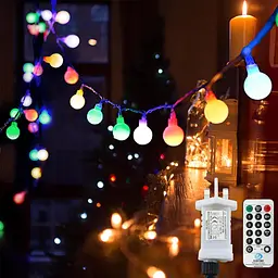 Гірлянда anorlite Fairy Lights Plug in Powered, 120LED 15M/49ft Globe String Lights, 8 режимів різдвяних вогнів