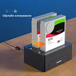 Док-станція клонувальник Maiwo для двох SSD/HDD 2.5/3.5" SATA USB 3.0 (K3082 2501) Чорна - мініатюра 6