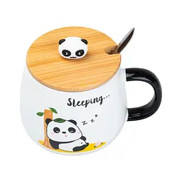 Чашка керамічна Happy Life Panda з кришкою та ложкою sleeping 450 мл HP7203T - мініатюра 3