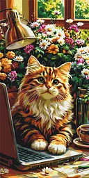 Картина за номерами Тварини. Пухнастий офіс менеджер (кіт) © 40*80 см Орігамі LW 5246