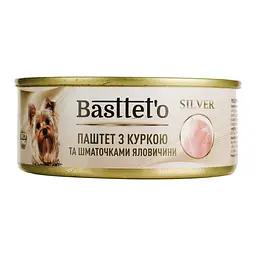 Вологий корм для собак Basttet'o Silver паштет з куркою та шматочками яловичини 85 г - мініатюра 2