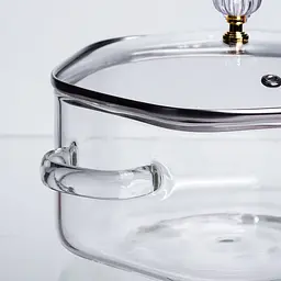 Каструля скляна Yiwu Diamond Crystal HP-34-40 2.5 л з кришталевою ручкою прозора боросилікатне скло - мініатюра 3