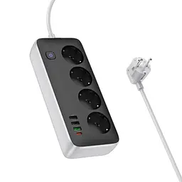 Подовжувач Hoco AC22 Sunlight (PD30W/1C/3A/4xSocket) (3m) Black - мініатюра 2