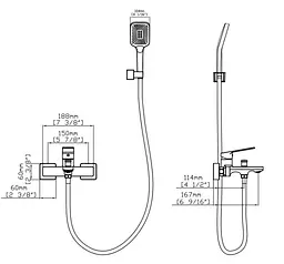 Змішувач для ванни Qtap Capricorn, Chrome (k35) з душовим гарнітуром QTCAP3060102C48222 - мініатюра 5