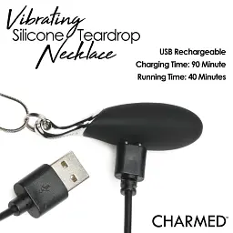 Кольє з підвіскою вібратором Charmed Vibrating Silicone Teardrop Neckl, 90 см (чорний) - мініатюра 9