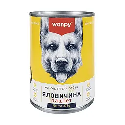 Пашт.ет для собак Wanpy Яловичина 375 г вологий корм з ніжною текстурою, без злаків, для цуценят і дорослих собак.