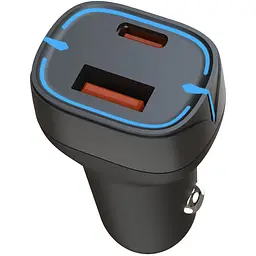 Автомобільний зарядний пристрій XO CC37 1 USB QC 3.0 Type-C PD 20W Black - мініатюра 2