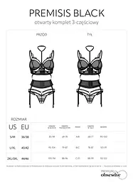 Комплект білизни Obsessive Premesis Black otwarty L/XL (чорний) - мініатюра 7