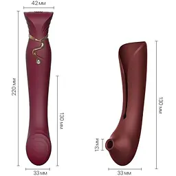 Смарт-вібратор 3 в 1 Zalo Queen Wine Red пульсуюча перлина та вакуум кристал Swarovski - мініатюра 3