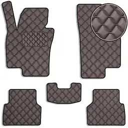 Килимки в салон для Volkswagen Tiguan I 2007-2015 Екошкіра Коричневі 5 шт (Rombus)