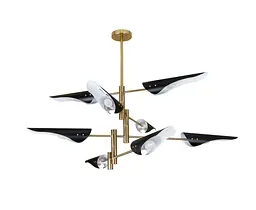 Люстра стельова LED Levistella 761V1019-8 BK, 8 плафонов, E14, бронза + чорний, сучасний стиль, 1220x780мм
