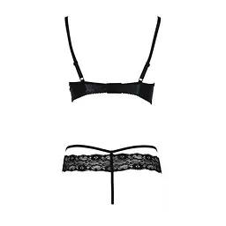 Комплект білизни Passion Exclusive NORTH SET XXL/XXXL, black, ліф і трусики з елементами під латекс - мініатюра 6