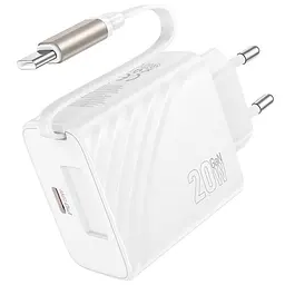 МЗП Hoco N57 Full PD20W with retractable cable Type-C (2USB-C) White - мініатюра 4