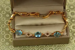 Браслет Xuping Jewelry Ліга з блакитними каменями 17 см 7 мм золотистий